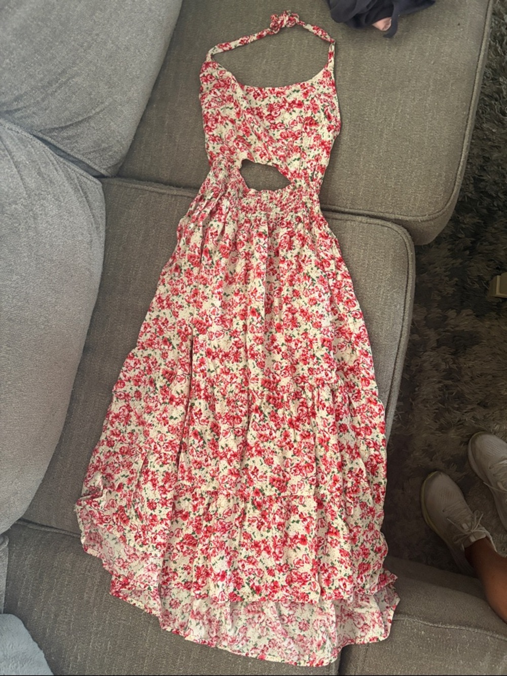 Pink Floral Halter Cutout Maxi Dress - Picture 1 of 3